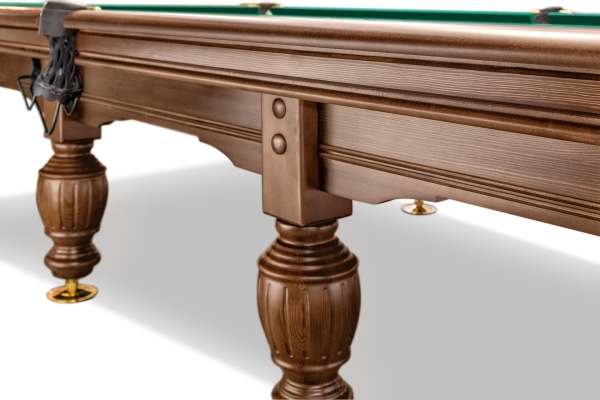 Бильярдный стол для русской пирамиды Weekend "Русский Гранд" (12 футов, 8 ног, 45мм камень) борта дуб, лузы премиум