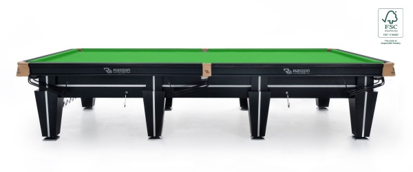 Бильярдный стол для снукера RASSON "Magnum Pro" (12 футов, черный, сланец 50 мм в комплекте с аксессуарами) с системой подогрева плит